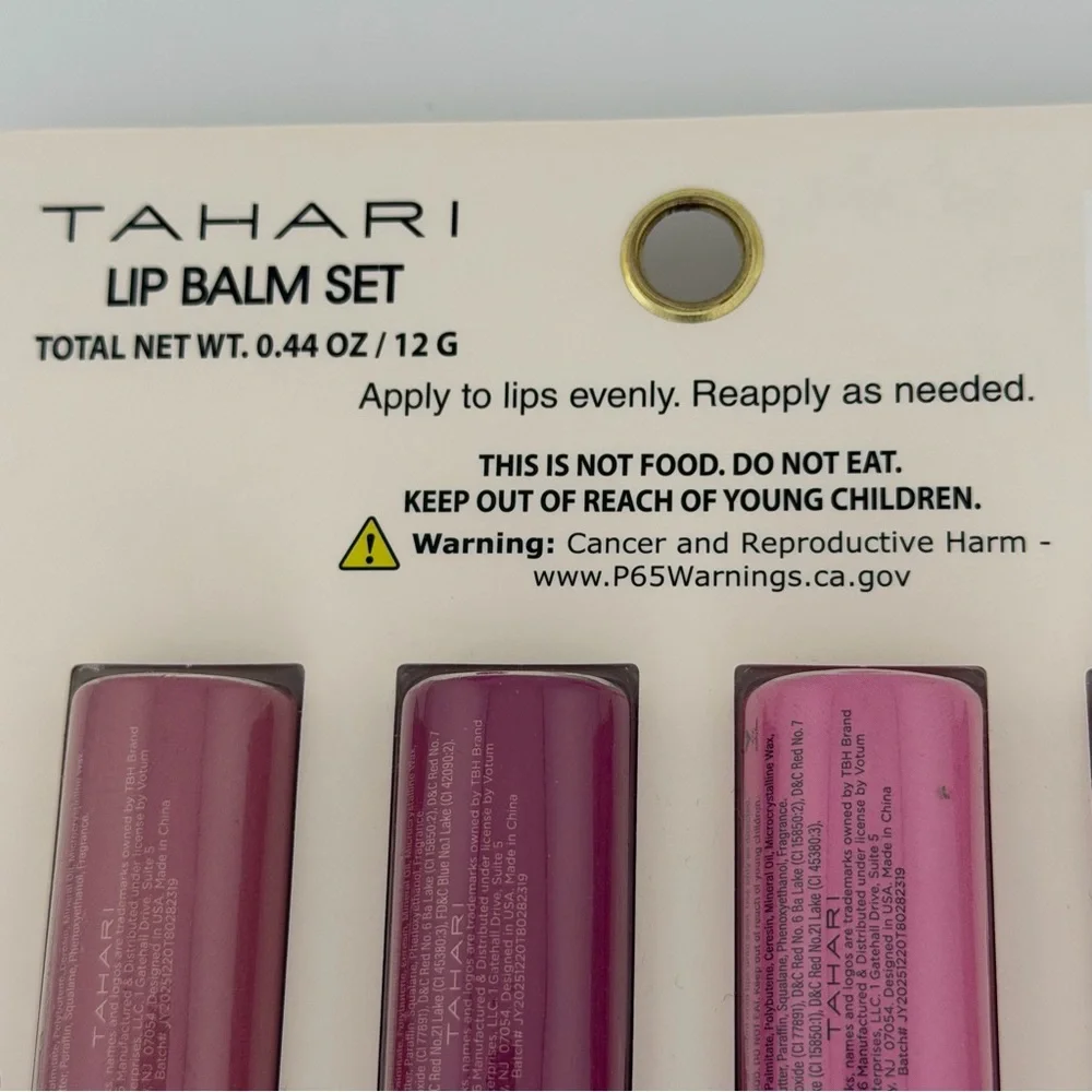 TAHARI Moisturizing Scented Lip Balm Set of 4 - Vanilla Rose Berry Coconut